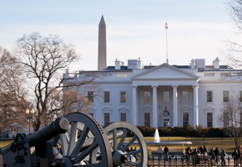 Image of the White House and a cannon