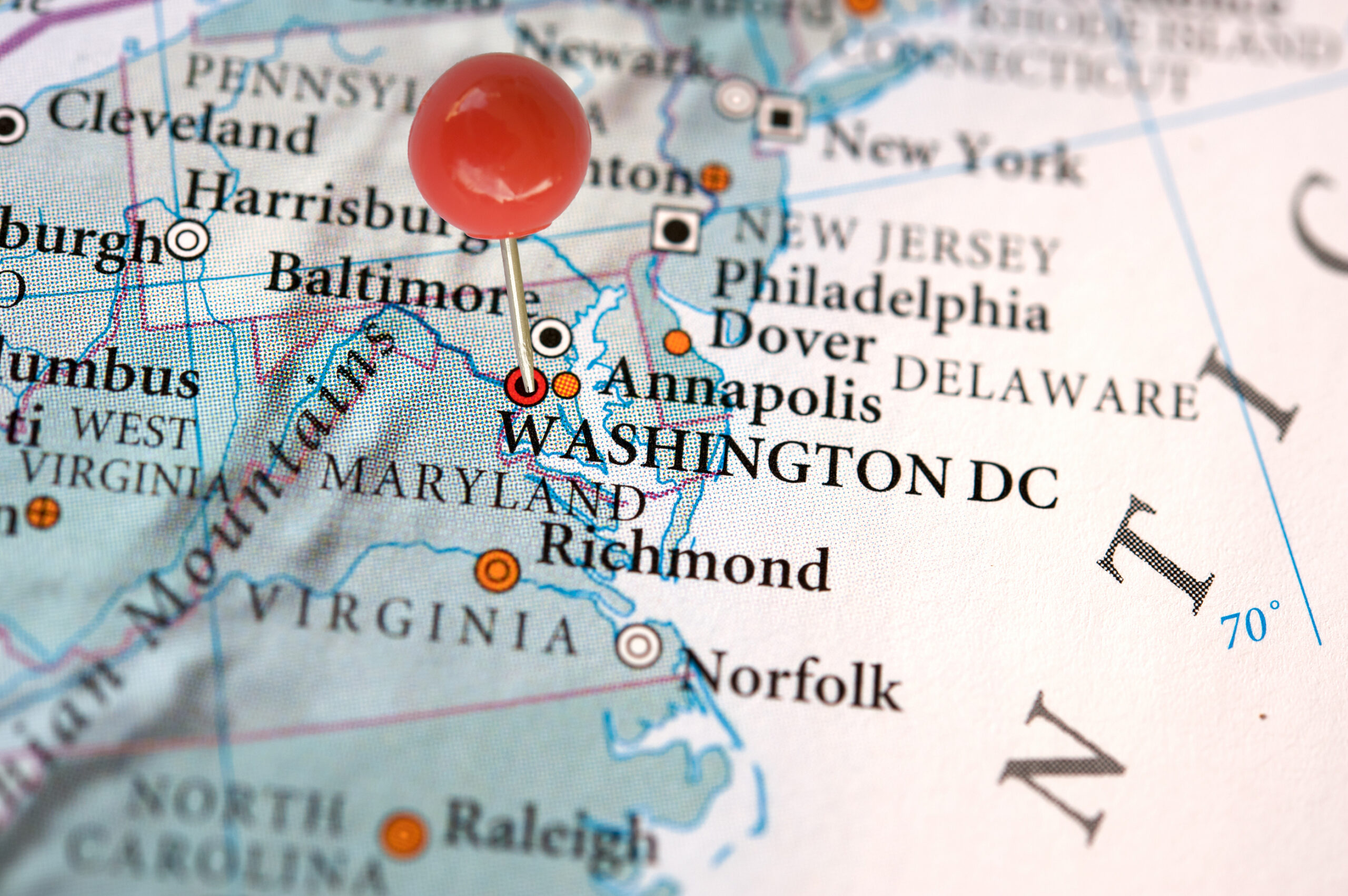 Washington DC on a map